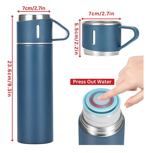 Vacuum Insulated Bottle - 500ml, Leak-proof, Large Capacity, Dual Use Lid, Keep Warm And Cold, Stainless Steel